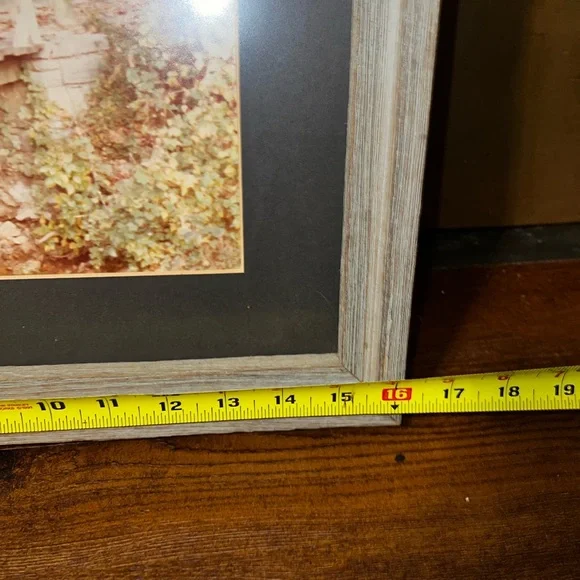 Vintage Rustic Country Mill Print Gray/ Blue Frame W/ Hanger - Picture 10 of 11